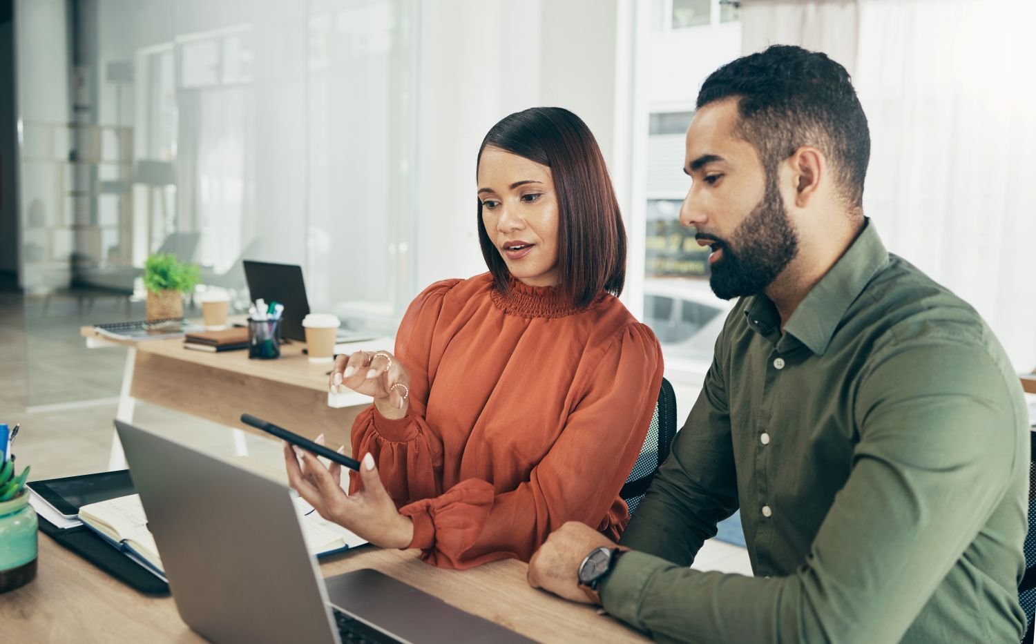 employee-office-and-mobile-with-design-abstract